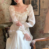 Kukombo  Lace Vintage Fairy Dress Women Patchwork Ruffle Long Sleeve Sweet Princess Dress Elegant Korean Party Dresses For Women 2022 Y2k