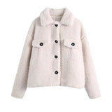 Kukombo New Women's Coat Solid Short Section Listing Lady Long Sleeve Warm Suede Jacket Winter Female Coats Outerwear