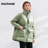 Christmas Gift Pure Winter Lightweight Down Jacket Women Thick Warm Batwing Long Sleeve Loose Doudoune Pocket Ultra Light Duck Down