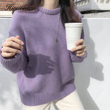Christmas Gift Hirsionsan Candy Color Sweater Women 2020 New Korean Vintage Knitted Pullovers O Neck Loose Soft Elegant Ladies Clothes