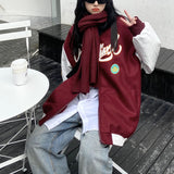 Christmas Gift 2022 Spring Red Coat American Baseball Bomber Students Jacket Loose Men Women Couples Tops Harajuku Plus Size Streetwear Be Free