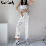 Christmas Gift White Sweatpants Women Baggy For Summer High Waist Trousers Sport Grey Sweatpants Cotton For Women Wide Leg Pants 2021