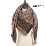 Christmas Gift 2021 New Winter Knitted Scarf Cashmere Pashmina Women Warm Neck Scarves Shawls Plaid Wraps Triangle Stoles Lady Bandana