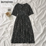 Christmas Gift BGTEEVER Vintage Single-breasted Floral Print Women Dress 2021 Summer V-neck Lace-up Female Dress Elegant A-line Vestidos Femme