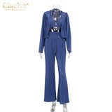 Kukombo 2022 Casual Loose Women Pants Set Fashion Long Sleeve Hoodies With Wide Trousers Suit Elegant High Waist 2 Piece Pants Set