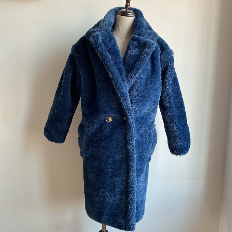 Christmas Gift 2021 Winter Thicken Warm Faux Fur Teddy Coat Women Fashion Basic Lambswool Oversized Jacket Coats Street Fluffy Long Overcoat