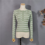 Christmas Gift New 2021 Winter Spring Women Sweater Buttons Knitted Pullovers Striped Casual Fashionable Wild Ladies Tops SW1696