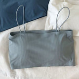 Kukombo Camisole Women Sleeveless Spaghetti Strap Sexy Elastic Fashion All-Match Simple Solid Korean Style Skinny Girls Streetwear Club