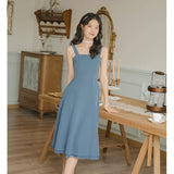 Kukombo Dresses For Women 2022 Blue Gentle And Wild Sleeveless Sling Dress Summer French Fashion Retro First Love Dress