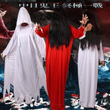 Halloween Kukombo Halloween Carnival Party Adult Cosplay Sadako Costume Female Masquerade Ghost Bride Horror Vampire Make-Up Outsuits Props