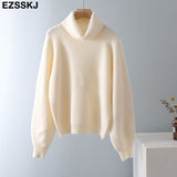 Christmas Gift EZSSKJ thick dazy oversized wool Sweaters Women 2021 puff sleeve Winter sweater Pullovers Loose Female Warm Basic sweater Jumper