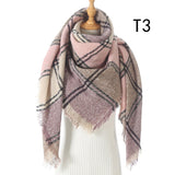 Christmas Gift 2021 New Winter Knitted Scarf Cashmere Pashmina Women Warm Neck Scarves Shawls Plaid Wraps Triangle Stoles Lady Bandana