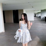 Kukombo Summer Party Midi Elegant Dress Women Strap Design High Wasit Vintage Casual Dress Sleeveless Chiffon Sweet Dress