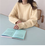 Christmas Gift Hirsionsan Candy Color Sweater Women 2020 New Korean Vintage Knitted Pullovers O Neck Loose Soft Elegant Ladies Clothes