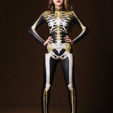 Kukombo Halloween 3D Skull Print Ladies Tight Jumpsuit Horror Cosplay Carnival Party Long Sleeve Fashion Performance Costume 2022