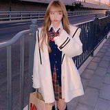 Kukombo Kawaii Wool Coat Women Winter Patchwork Warm Trend Coats and Jackets Female High Street Japanese Style Korean Overcoat 2022 New