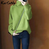 Christmas Gift Black Turtleneck Women Sweater Thick Warn Pullovers For Women Knitted Tops Autumn 2021 Loose Sweater Turtleneck Women's Jumper