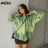 Christmas Gift Aproms Multi Striped Knitted Soft  Sweaters Women Autumn Winter Long Jumpers Oversized Pullovers Streetwear Loose Outerwear 2021
