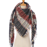 Christmas Gift 2021 New Winter Knitted Scarf Cashmere Pashmina Women Warm Neck Scarves Shawls Plaid Wraps Triangle Stoles Lady Bandana