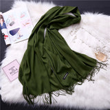 Christmas Gift 2021 women scarf solid cashmere scarves lady shawls and wraps winter head scarf pashmina long size foulard hijab wholesale