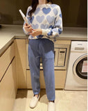 Christmas Gift Fashion Sweet Lovely Beaded Ageing Hoodie with Sleeves + High Waist Double Pocket Lace-up Pants Women's Knitted Two-Piece Set