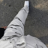 Kukombo Grey Brown Aesthetic High Waist Women's Straight Jeans Harajuku Baggy Tie Dye Print Casual Mom Denim Trouser Streetwear