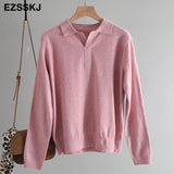 Christmas Gift casual spring autumn thin oversize sweater pullovers Women basic loose square neck cashmere sweater female knit jumper
