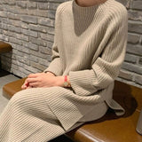 Kukombo Christmas Gift Women Knitted Tracksuit Autumn Winter O-neck Sweater 2 Piece Set  Fashion Solid Ladies Pullover Tops  Wide Leg Pants Home Suit