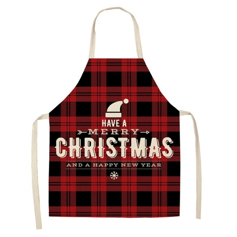 Linen Merry Christmas Apron Christmas Decorations for Home Kitchen Accessories Natal Navidad 2021 New Year Christmas Gifts