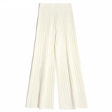 Christmas Gift  Casual Warm Loose Floor-length Sweater Pants for Women Autumn Winter High Waist Wide Leg Knitted Trousers Femme 2021