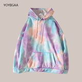 Christmas Gift Tie-dye Women's Hoodies Autumn Winter Female Hooded Casual Sweatshirt Tops Harajuku Oversized Ladies Girls Hoodie Hoodies