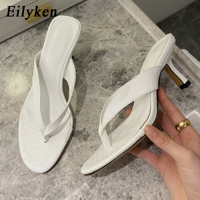Christmas Gift Eilyken 2022 New Brand Women Slipper Summer Outdoor Sandal Slip On Flip Flop Ladies Thin High Heels Slides Elegant Women Shoes