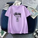 Christmas Gift 2021 Couple Outfit Printing Collarless Youth Leisure Grey Straight Tube Summer Ordinary Short Sleeve Cotton Men's Women Wear New