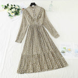 Christmas Gift 2021 Spring and Autumn New Style Floral-Print Chiffon Dress Women's French Vintage Base Dress Fairy Immortal Dress
