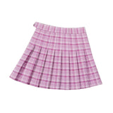 Christmas Gift Purple Women Pleated Skirts High Waist Woman Plaid Mini Skirt Preppy Style Casual Female Skirts Sweet A-line Ladies Short Skirt
