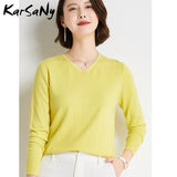 Christmas Gift V Neck Sweater Pullover Winter Women 2021 Solid Pulls Slim Knitted Top Basic Women's Sweaters Autumn Women Cashmere Jumper Woman