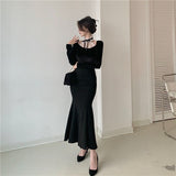 Graduation Gift Big Sale Long Sleeve Retro Slim Tops Women Lace Design Korean Fashion Black Vintage Blouse Office Lady Evening Party Clothing 2023 Autumn