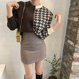 Kukombo New 2022 Women Autumn Winter Sweaters Knitted Checkered Warm Thicken Fashionable Wild Vintage Pullovers Tops SW1555JX