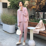 Christmas Gift Casual Sweater Pants Knitted 2 Pieces Set Turtleneck Pullovers & Elastic Waist Pants Women Sweater Sets 2021 Autumn Knitted Set