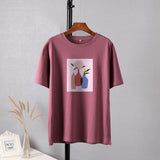 Christmas Gift Hirsionsan Aesthetic Printed T Shirt Women 2021 New Soft 1005 Cotton Balck Summer Tops O-neck Cusual Short Sleeve Female Tees