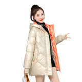 Christmas Gift New Winter Parkas Warm Women Jacket Hooded Long Coat Fashion Female Basic Coats Cotton Padded Parka Outerwear Snow Wear Overalls