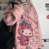 Kukombo Black Friday Sales Kawaii Anime Winter Women Hoodie Cute Cartoon Long Sleeve Casual Hoodie Oversized Sweatshirt Harajuku Tops Fashion Pullover
