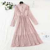 Christmas Gift 2021 Spring and Autumn New Style Floral-Print Chiffon Dress Women's French Vintage Base Dress Fairy Immortal Dress