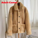 Christmas Gift 2021 Fashion Mother & Daughter Teddy Faux Fur Coat Winter Warm Pocket Women Girls Overcoats Sisters Street Sweet Jacket Coats