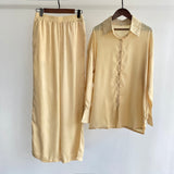 Christmas Gift Msfancy Summer Pant Sets Women Long Sleeve Shirt Elastic Wait Wide Leg Trousers 2 Pieces Sets 2021 Female Casual Outfit