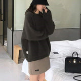 Christmas Gift New 2021 Autumn Winter Women Sweater Pullovers Fake Mink Cashmere Oversize Vintage Knitwears Wild Lady Tops SW1207JX