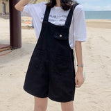 Kukombo Women's Jumpsuits Plus Size Denim Overalls Black High Waist All-Match Korean Preppy Style 2022 Summer Pocket Adjustable Overalls