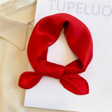 Christmas Gift Solid Natural Silk Square Scarf Women Small Neck Hairband Foulard High Quality Bandana Scarves Female Summer New Neckerchief
