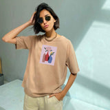 Christmas Gift Hirsionsan Aesthetic Printed T Shirt Women 2021 New Soft 1005 Cotton Balck Summer Tops O-neck Cusual Short Sleeve Female Tees