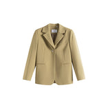 Kukombo Casual Blazer Suit Sets Women Office Elegant Yellow Jacket Pants Suit Spring Oversize Blazer Female Suit